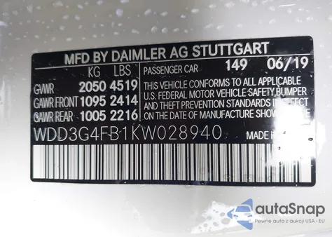 2019 Mercedes-Benz A 220 4Matic from USA, damaged, VIN WDD3G4FB1KW028940